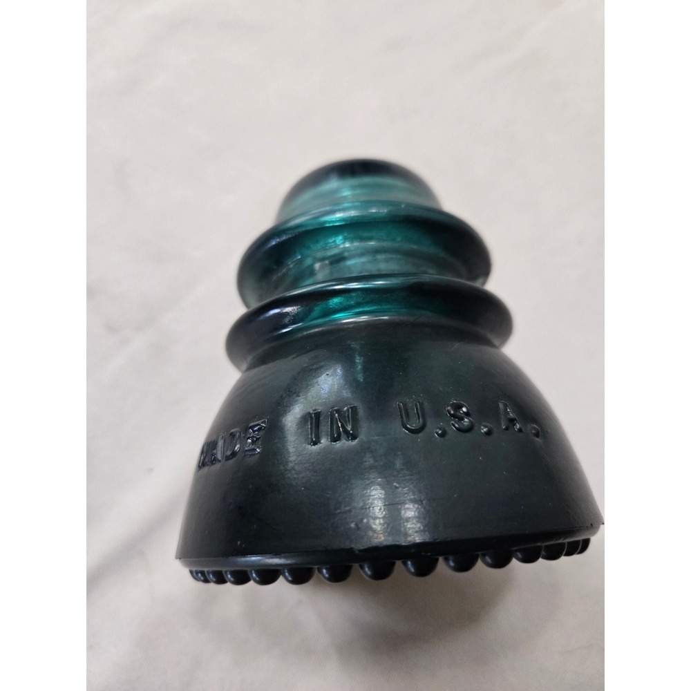 Vintage Hemingray 42 Teal Aqua Blue Glass Insulator Made in USA Drip Points